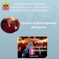 Открытый микрофон Главы МО "Велижский район" Г. А. Валиковой Открытый микрофон Главы МО "Велижский район" Г. А. Валиковой.